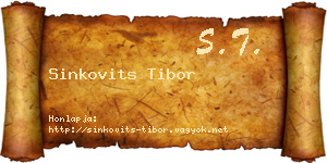Sinkovits Tibor névjegykártya